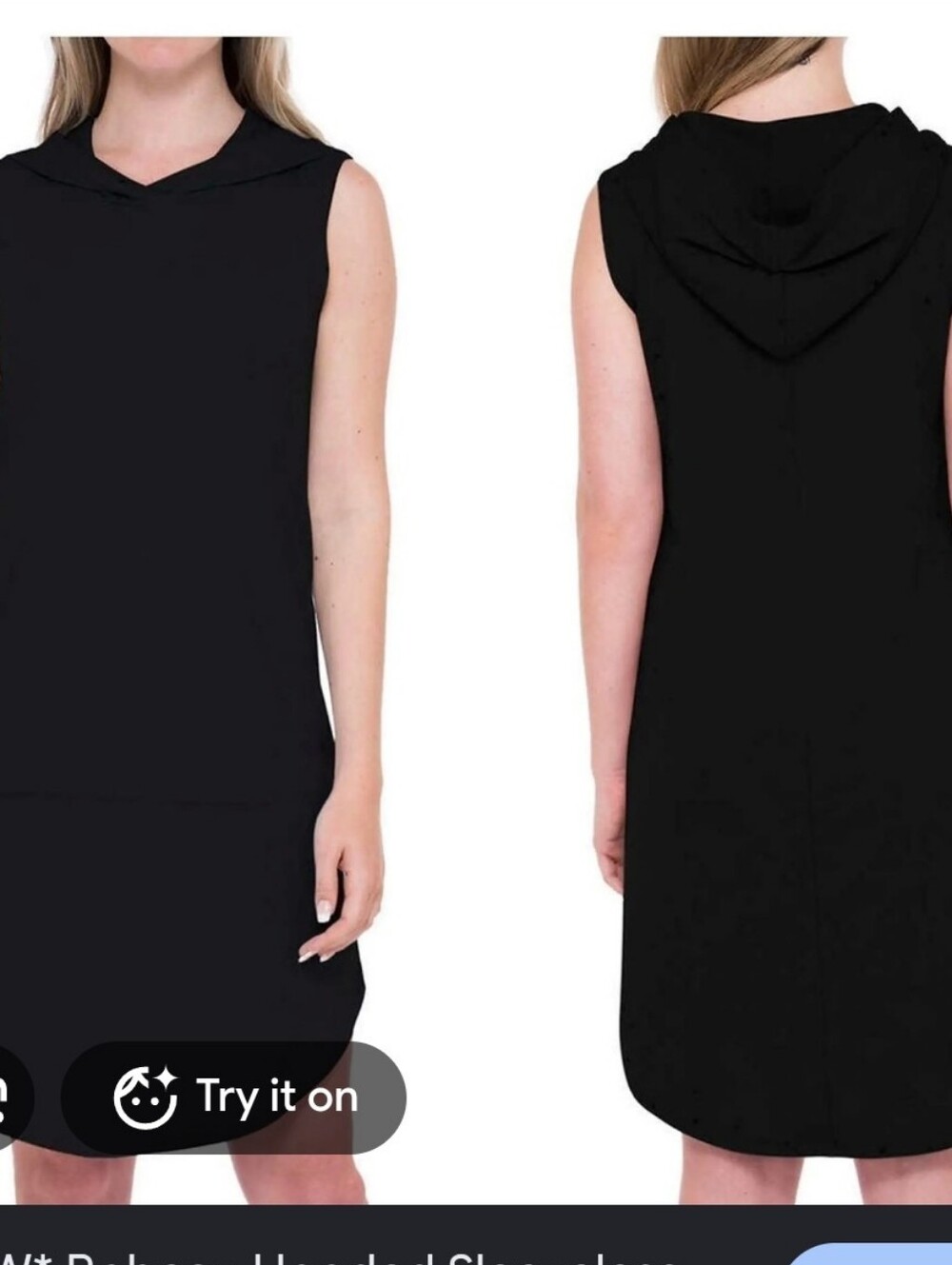 bobeau Black Sleeveless Hooded Shift Dress